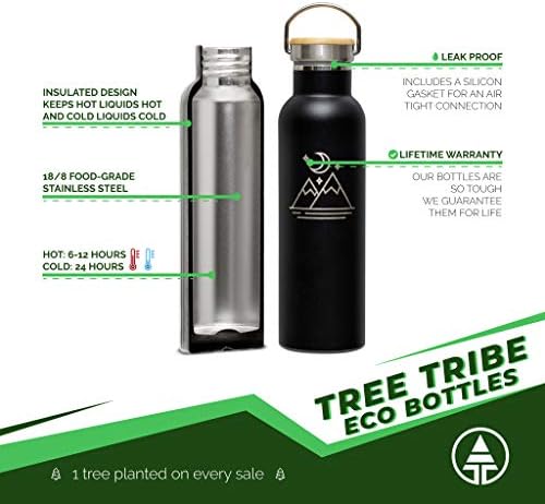 שבט עץ בקבוק מים נירוסטה - מבודד, בלתי ניתן להריסה, ידידותי לסביבה