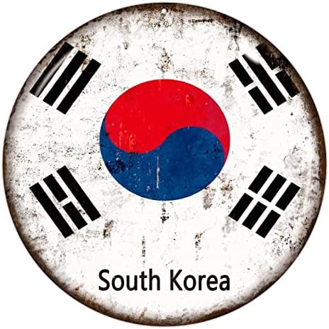 דגל דרום קוריאה שלט דלת ברוך הבא שלט קוריאה שלט מתכת פטריוטי תפאורה פטריוטית קאנטרי קיר קיר קיר חווה חווה שלט זר כפרי