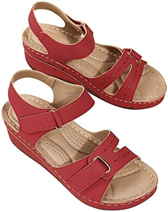 סנדלי טריז של Zhishiliuman לנשים קיץ לבוש נוח בוהן פתוחה רצועת קרסול נעלי ספורט סנדלי חוף גלדיאטור נעליים